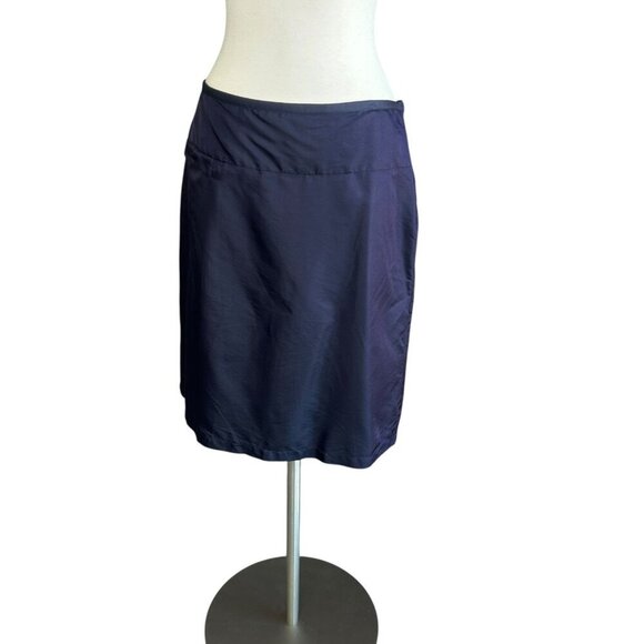 Calvin Klein Vintage Navy Blue Silk Blend Drop Waist Straight Skirt Size 12 - Picture 2 of 10